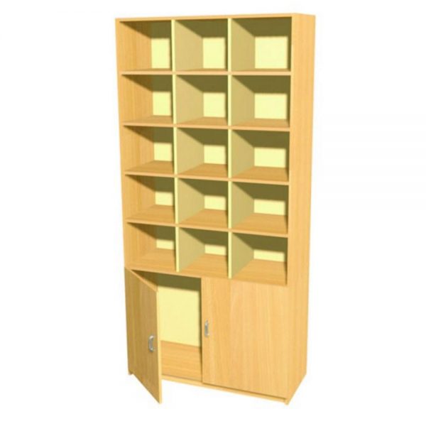 15 Pigeon Hole Storage Unit With Double Cupboard