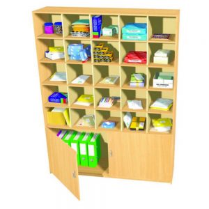 25 Pigeon Hole Storage Unit With Double Cupboard